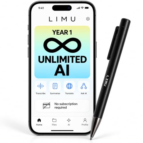 Stylo de prise de notes LIMU AI, enregistreur vocal de 64 Go