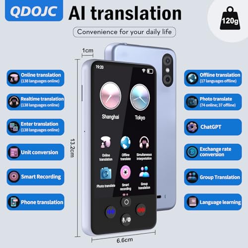 QDOJC Traducteur Vocal Instantané Sans Wifi, Traducteur Inst